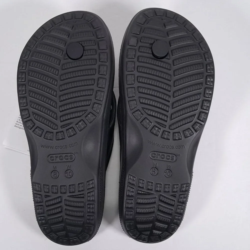 CROCS Sandals Unisex M8 W10 Black Thong Baya II Flip Flops